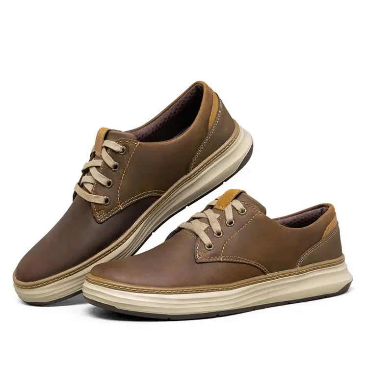 Jian Er Custom Brand Wholesale High Quality Footwear Flat Sneaker Leather Shoes Men Casual